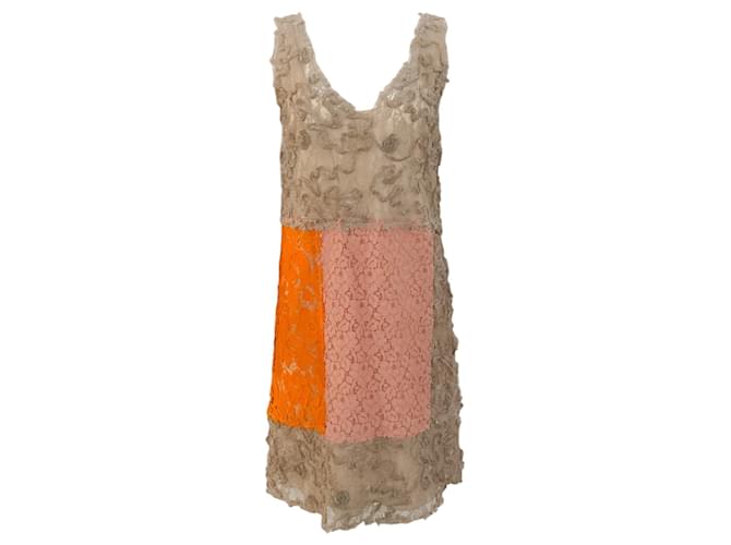 Autre Marque Moschino Cheap And Chic Pink / Taupe Lace Sleeveless Dress Beige Polyester  ref.1321051