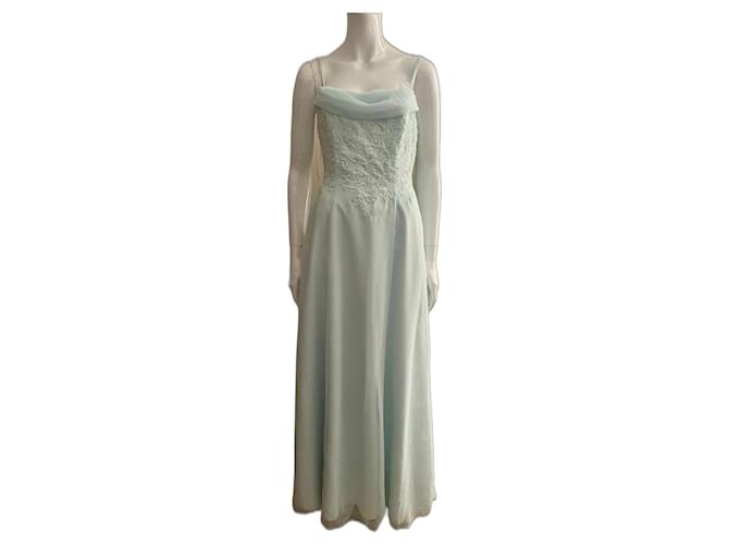 Jenny Packham Aqua evening dress with embroidered bodice Green Polyester  ref.1321066