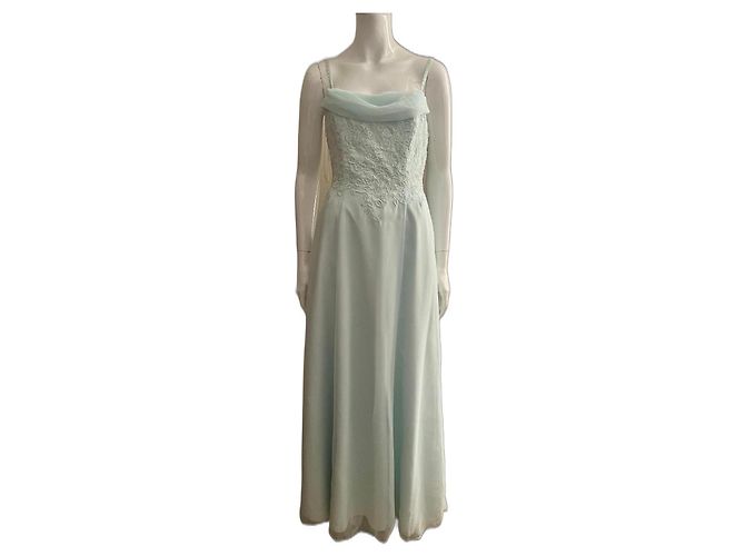 Jenny Packham Aqua Abendkleid mit besticktem Oberteil Grün