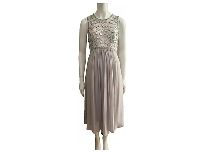 Jenny Packham High-Lo evening dress, beaded bodice in silver grey Polyester Lace  ref.1321070