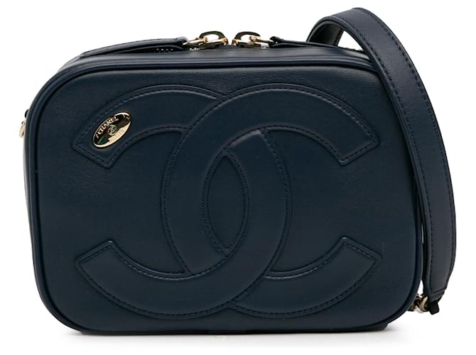 Chanel Blue CC Mania Camera Bag Dark blue Leather  ref.1321094