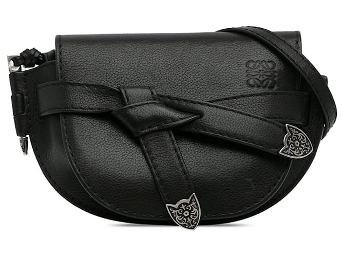 LOEWE Black Mini Gate Western Crossbody Leather Pony-style calfskin  ref.1321135