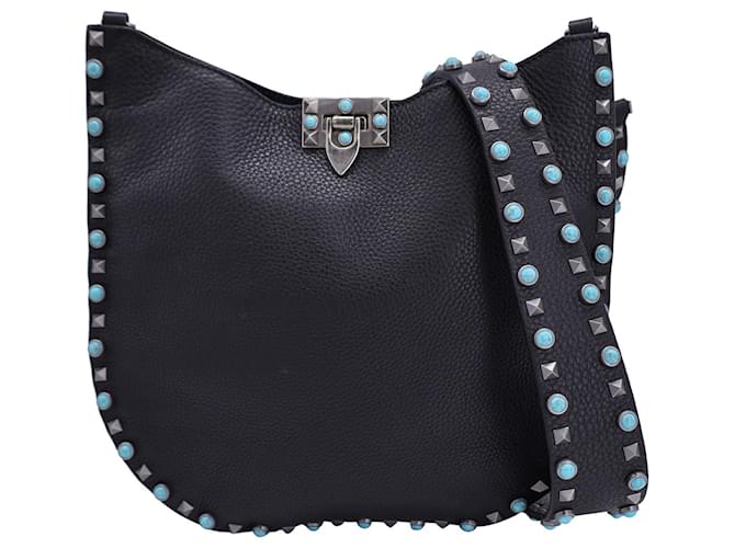 Valentino Garavani Rockstud Small Flip-Lock Bag in Black Calfskin Leather Pony-style calfskin  ref.1321179