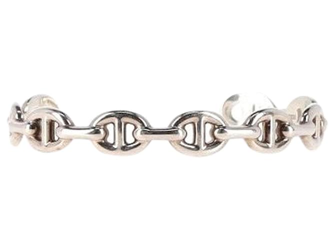 Hermès Bracelet Hermes Chaine d'ancre en Argent Massif Métal Argenté Métallisé  ref.1321182