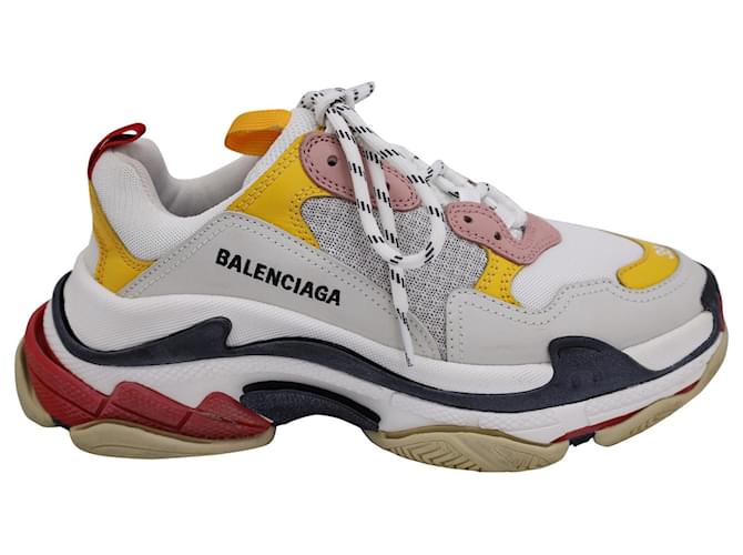 Everyday Balenciaga Triple S Sneakers aus weiß-gelbem Polyurethan Kunststoff  ref.1321192