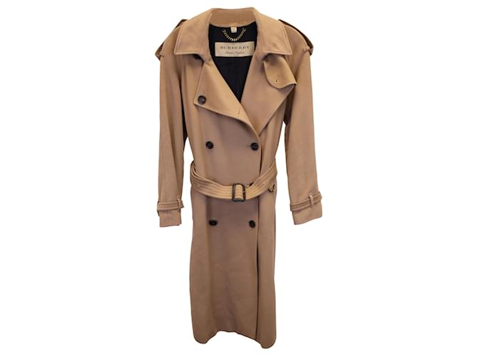Burberry Double-Breasted Trench Coat in Beige Cupro Brown Cellulose fibre  ref.1321194