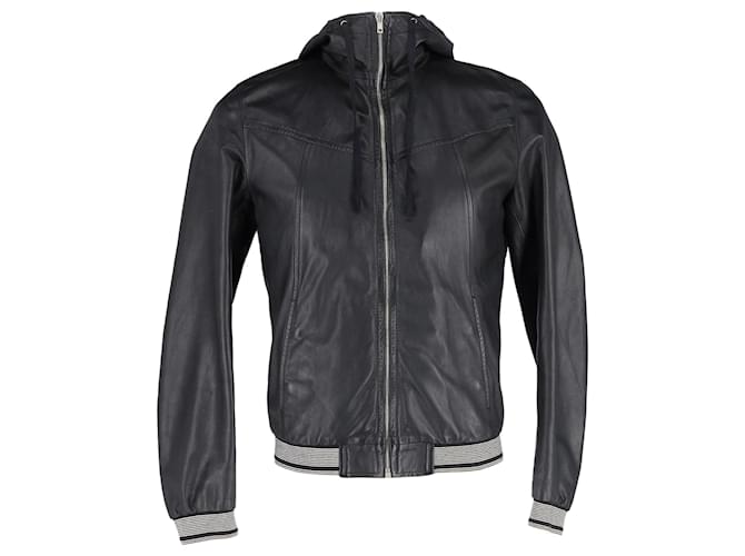 Dolce & Gabbana Hooded Jacket in Black Leather  ref.1321198