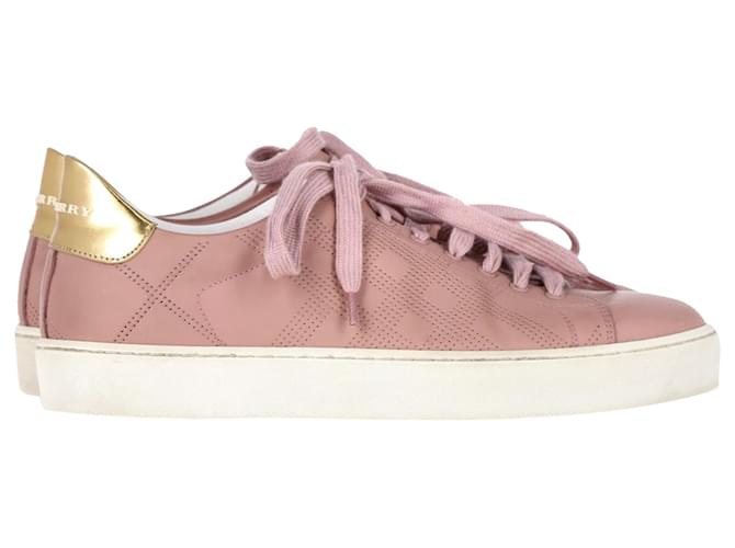 Burberry Westford Sneakers in Blush Pink Perforated Check Leather   ref.1321200