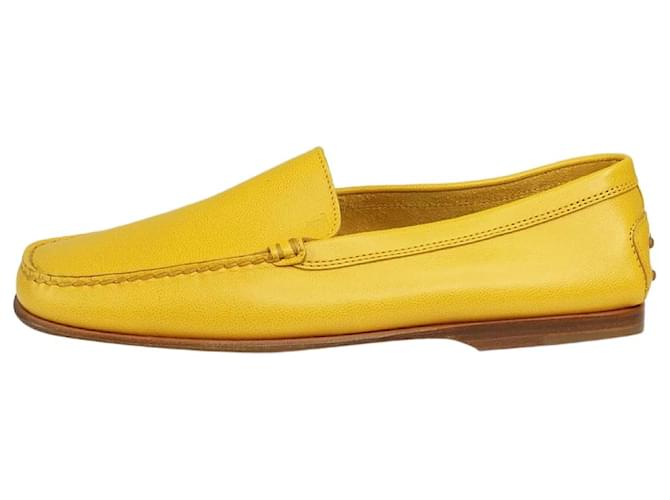 Tod's Yellow flat loafers - size EU 39.5 Leather  ref.1321211