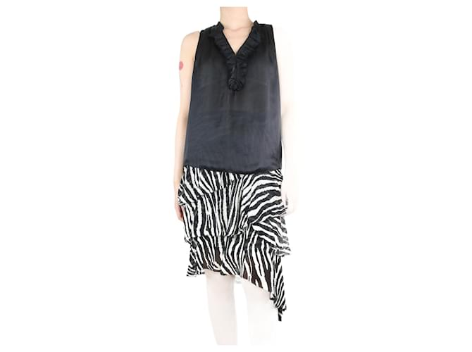 L'Agence Black sleeveless ruffle top - size XS Polyester  ref.1321215
