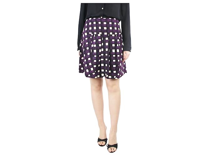 Marni Purple printed pleated mini skirt - size UK 10 Cotton  ref.1321232