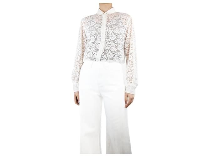 Dolce & Gabbana Weißes Hemd aus geblümter Spitze – Größe UK 12 Viskose  ref.1321236