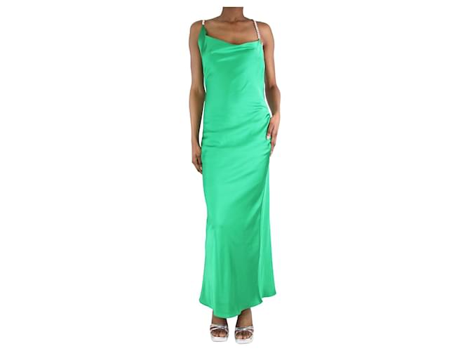 Autre Marque Vestido de cetim verde com alças decoradas - tamanho XS Poliéster  ref.1321243