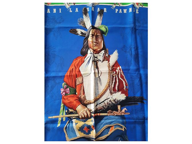 Hermès Lenço de seda Pani la Shar Pawnee 90x90 cm Multicor