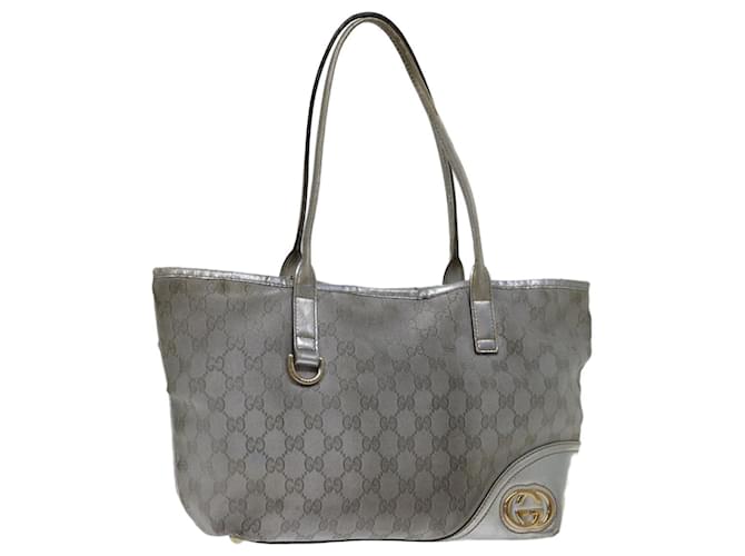 GUCCI GG Canvas Tote Bag Silver 169946 auth 69643 Silvery Cloth  ref.1321293