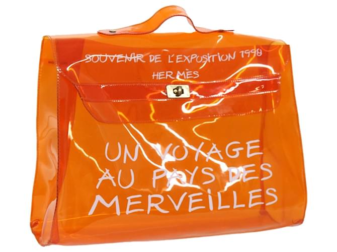 Hermès HERMES Vinilo Kelly Bolso de mano Vinilo Naranja Auth 68794  ref.1321336
