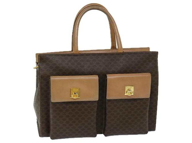 Céline CELINE Macadam Canvas Hand Bag PVC Brown Auth bs12759  ref.1321345