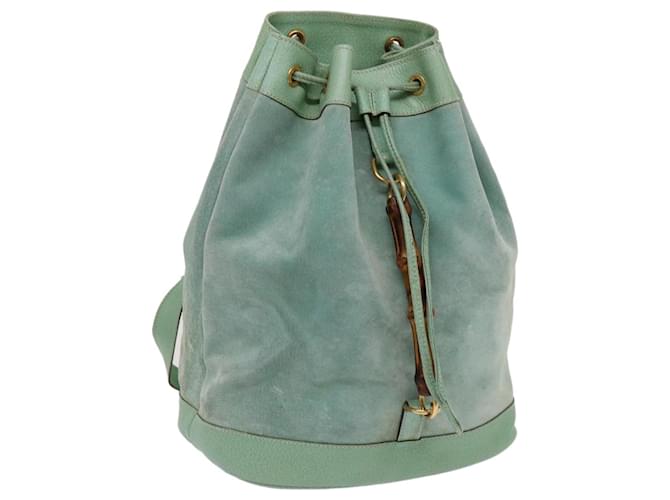 GUCCI Bamboo Backpack Suede Leather Light Blue Auth 69048  ref.1321382
