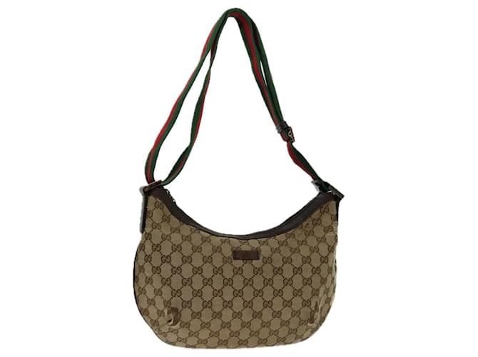 GUCCI GG Canvas Web Sherry Line Shoulder Bag Beige Red Green 181092 auth 69646  ref.1321385