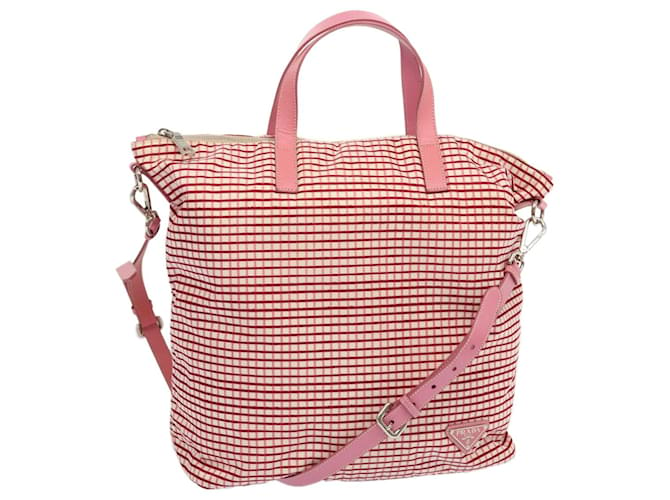 Prada Hand Bag Nylon 2way Pink Auth 69357  ref.1321392