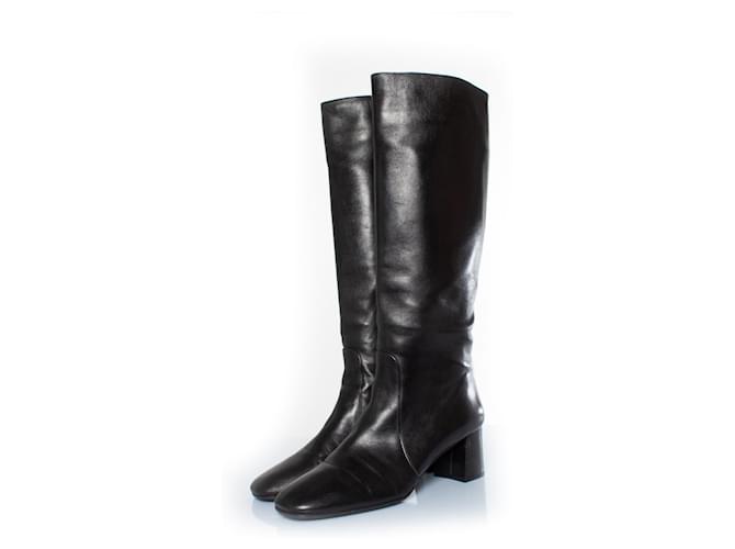 Prada, Leather boots in black  ref.1321415