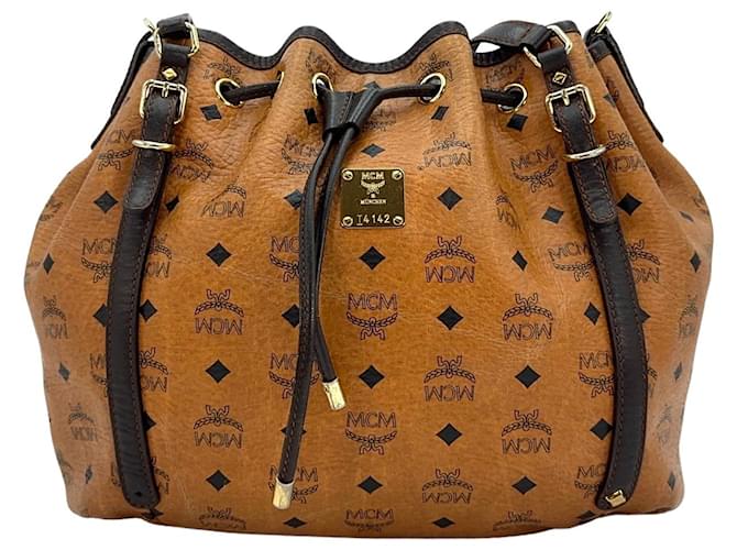 MCM Drawstring Bucket Bag Cognac Brown Shoulder Bag Handbag  ref.1321420