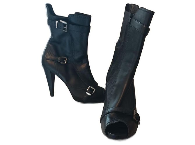 Autre Marque Pianura studio Open toe high heel ankle boots Black