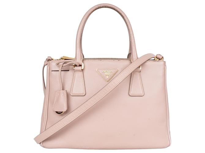 Prada Rose Saffiano Leather Galleria Handbag Pink Cloth  ref.1321446