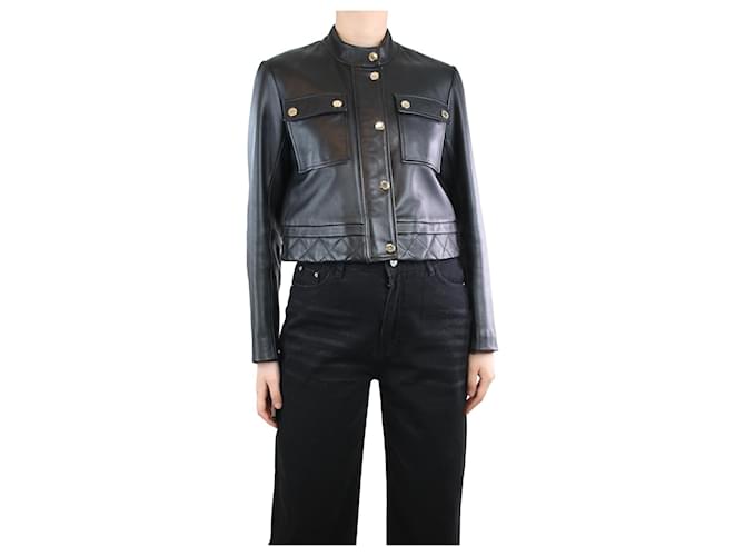Sandro Black leather jacket - size UK 12  ref.1321477