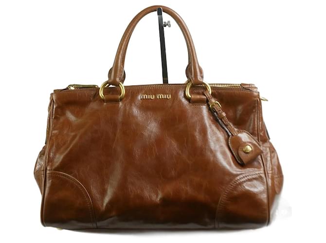 Miu Miu Brown top handle leather bag  ref.1321482