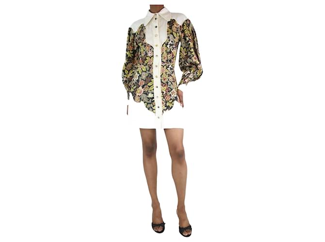 Autre Marque Multicolour floral shirt dress - size UK 6 Multiple colors Linen  ref.1321488
