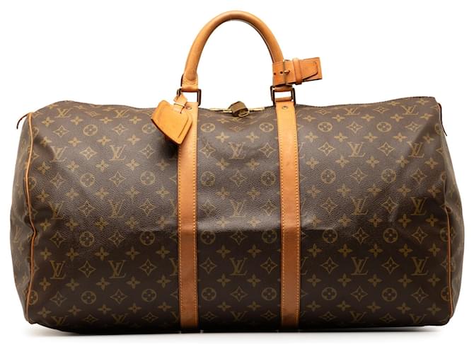 Louis Vuitton Brown Monogram Keepall 50 Leather Cloth  ref.1321507