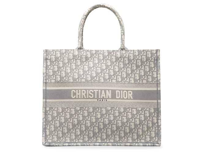 Grand cabas oblique gris Dior Toile Tissu  ref.1321509