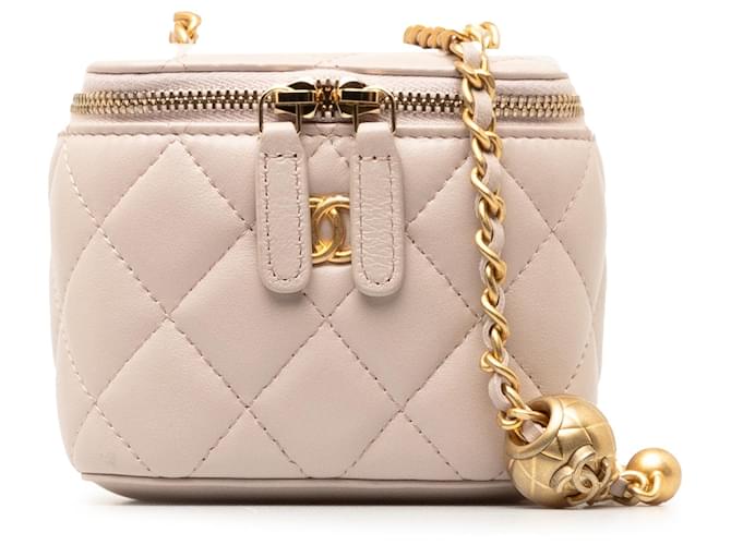 Chanel Pink Mini Lambskin Pearl Crush Vanity Leather  ref.1321515