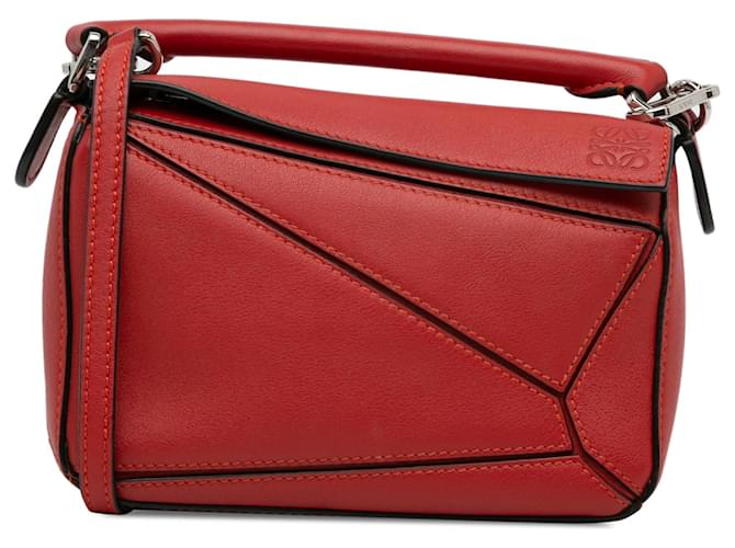 Loewe Red Mini Puzzle Satchel Leather Pony-style calfskin  ref.1321516