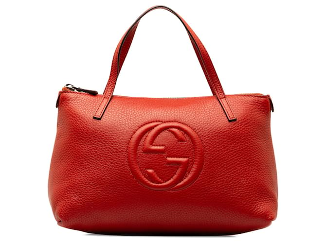 Gucci Red Leather Soho Handbag Pony-style calfskin  ref.1321541