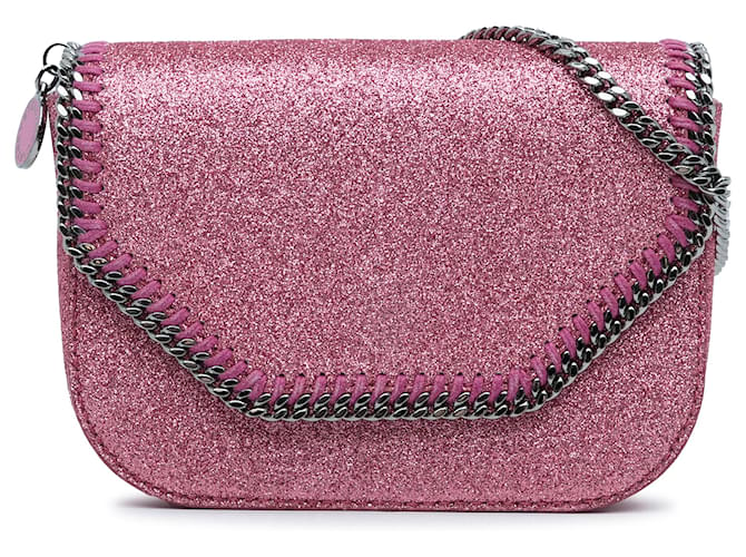 Stella Mc Cartney Borsa a tracolla Falabella Box glitterata rosa di Stella McCartney Poliestere Panno  ref.1321542
