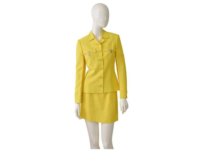 Versace Jeans Couture Skirt suit Yellow Viscose  ref.1321556