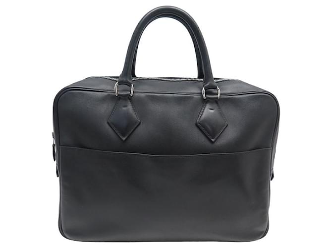 Hermès HERMES PLUME BAG DOCUMENT HOLDER IN BLACK SWIFT LEATHER LEATHER BRIEFCASE BAG  ref.1321575