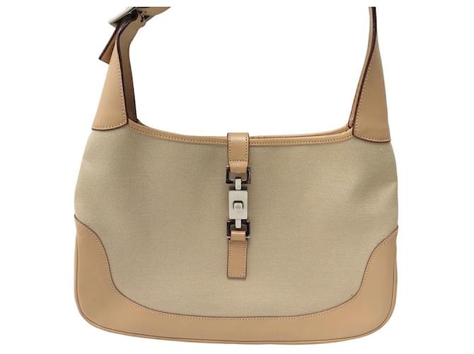 GUCCI JACKIE HANDBAG 001.3306 IN CANVAS AND BEIGE LEATHER LEATHER CANVAS BAG  ref.1321583
