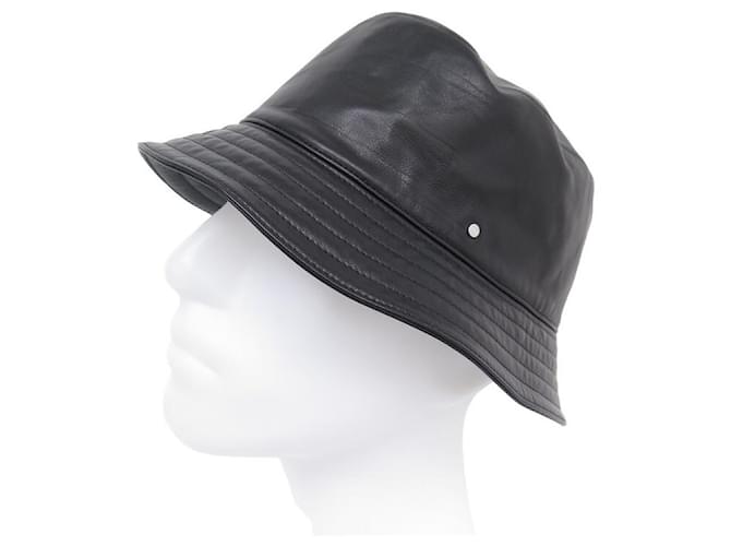 Hermès NEW HERMES BOB CLOU DE SELLE HAT 59 BLACK LEATHER NEW BLACK LEATHER HAT  ref.1321590