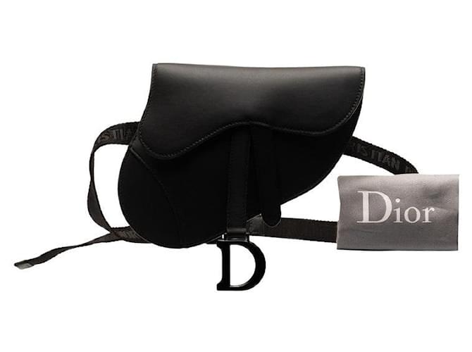 Saddle Bolsa de sela de couro Dior com logo em ótimo estado Preto  ref.1321593