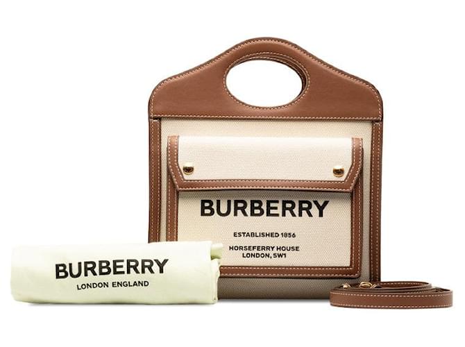 Burberry Borsa tote con tasca in tela con logo  ref.1321596
