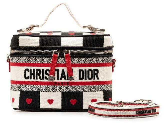 Dior Dioramour Vanity Bag Canvas Handbag 2WAY Black White in Great Condition