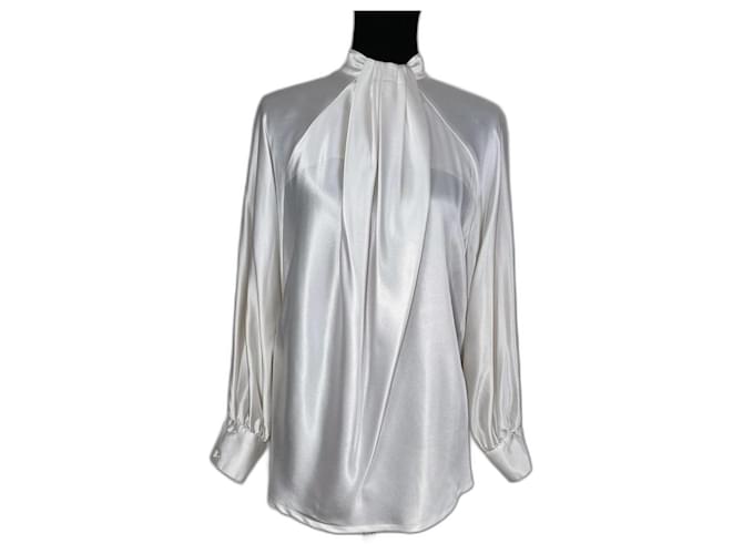80er Jahre Vintage-Shirt von Guy Laroche Weiß Polyester  ref.1321703