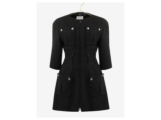 Chanel 9K$ Nuova giacca nera in tweed per supermercato Nero  ref.1321712