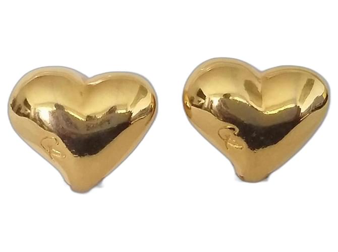 Christian Lacroix Clips vintage en forma de corazón con el logotipo CL en la parte superior. Gold hardware Metal  ref.1321751