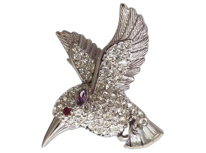Autre Marque Nove - Pássaro Beija-flor em prata e cristal Hardware prateado  ref.1321767