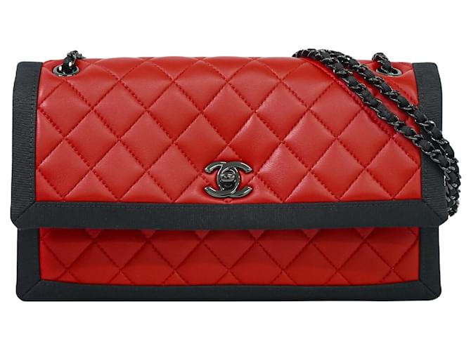 Timeless Chanel Logo CC Red Leather  ref.1321817