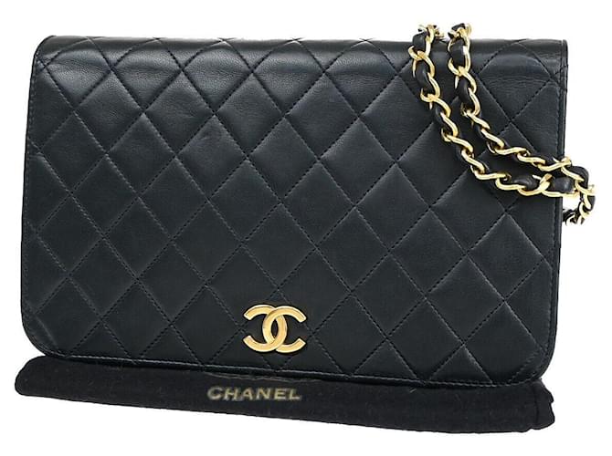 Portafoglio Chanel su catena Nero Pelle  ref.1321831